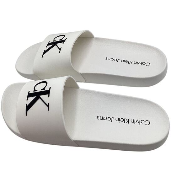 Calvin Klein Unisex Slide Sandals White Size 10M Casual Summer - Picture 4 of 7